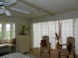 The glass wall in the master bedroom